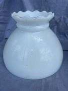 Pair of White Glass Lamp Shades with Metal Trim