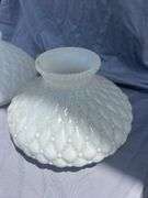 Pair of White Quilted Pattern Glass Lamp Shades