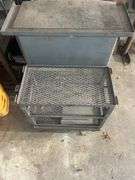 Metal Work Table with Shelf and Metal Chain Can