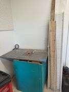 Router Table with Cabinet, Lumber, and Shelf