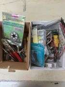 Box of Assorted Hand Tools and Electrical Supplies