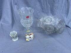 Clear Glassware Collection with Porcelain Figures