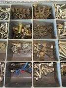 Metal Organizer Box with Assorted Nuts and Bolts