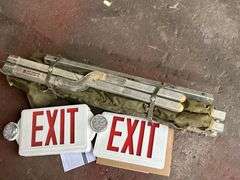 Military Folding Cot and Exit Signs