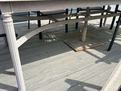 Tile Top Patio Dining Set with 6 Chairs and Umbrella