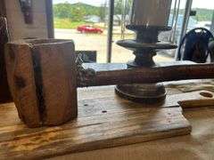 Decorative Home Accent Pieces: Wooden Mallet, Letter Block, Candle Holder