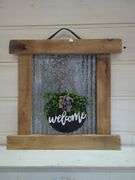 Handcrafted 'Welcome' Wall Decor with Wooden Frame and Metal Backing