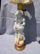 Figural Lamp with Satin Shade