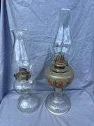 Pair of Glass Oil Lamps