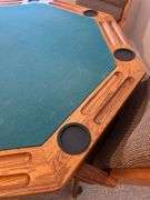 Octagonal Oak Poker Table with Swivel Chairs