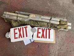 Military Folding Cot and Exit Signs