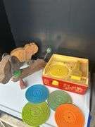Fisher Price Music Box Record Player with Discs & Wooden Pull Toy