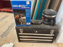 Craftsman Tool Box with Spray Gun and Coleman Sportcat
