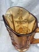 Amber Glass Pitcher with Grapevine Design
