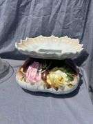 Collectible Glass Butter Dish with Lid and Floral Dish