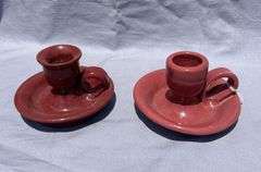 Two ByBee Pottery Candlestick Holders