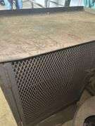Metal Work Table with Shelf and Metal Chain Can