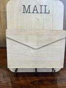 Wooden Mail Organizer with Key Hooks