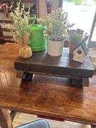 Rustic Wooden Display Riser with Assorted Decorative Items