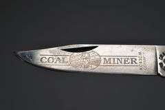 Kissing Crane Coal Miner Knife With Nylon Belt Sheath,
