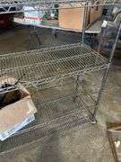 Rolling Chrome Wire Shelving Rack with Additional Fixtures