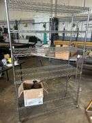 Rolling Chrome Wire Shelving Rack with Additional Fixtures