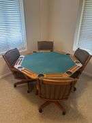 Octagonal Oak Poker Table with Swivel Chairs