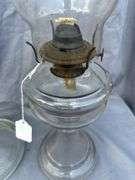 Two Clear Glass Oil Lamps