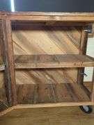 HANDCRAFTED WOODEN BAR OR COUNTER ON CASTERS