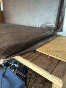Brown Vinyl Folding Loveseat with Straps
