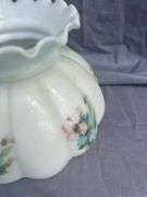 Floral Painted White Glass Lamp Shade with Ruffled Edge