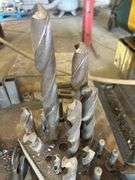 Large Assortment of Metal Drill Bits in Metal Organizer
