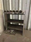 Metal Work Bench with Vise, Rods, and Tools