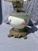 Floral Decorated Glass Table Lamp