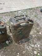 Pair of Metal Fuel Cans with Mounting Brackets