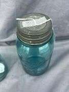 Two Blue Ball and Ball Mason Jars