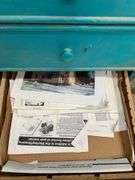 Turquoise Work Bench with Drawers and Vise