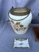 Smoking Set with Tobacco Humidor, Pipe Holder, and Floral Decorated Items