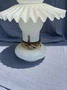 White Glass Ruffled Shade Electric Lamp