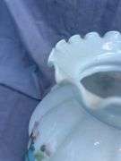 Floral Painted White Glass Lamp Shade with Ruffled Edge