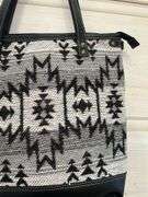 Myra Bag Black and Gray Woven Aztec Tote Bag