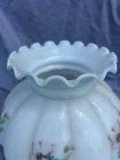 Floral Painted White Glass Lamp Shade with Ruffled Edge
