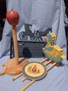 Decorative Apple Paper Towel Holder, Horse Carriage Sign, Duck and Lady Plate