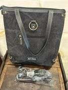 Myra Bag Black and Gray Woven Aztec Tote Bag