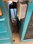 Turquoise Work Bench with Drawers and Vise