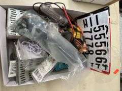 Box of Assorted Hand Tools and Electrical Supplies