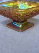 Iridescent Carnival Glass Footed Bowl