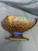 Iridescent Carnival Glass Footed Bowl