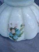 Floral Painted White Glass Lamp Shade with Ruffled Edge