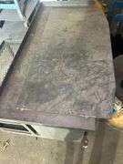 Metal Work Table with Shelf and Metal Chain Can